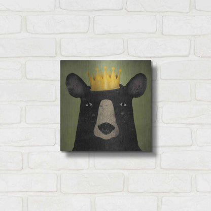 Luxe Metal Art 'The Black Bear with Crown' by Ryan Fowler, Metal Wall Art,12x12
