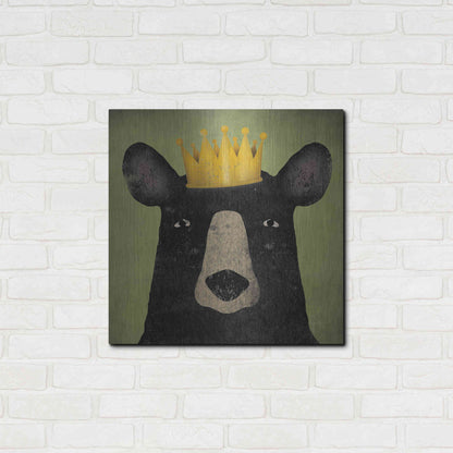 Luxe Metal Art 'The Black Bear with Crown' by Ryan Fowler, Metal Wall Art,24x24