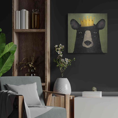 Luxe Metal Art 'The Black Bear with Crown' by Ryan Fowler, Metal Wall Art,24x24