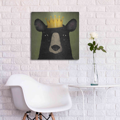 Luxe Metal Art 'The Black Bear with Crown' by Ryan Fowler, Metal Wall Art,24x24