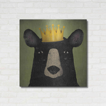 Luxe Metal Art 'The Black Bear with Crown' by Ryan Fowler, Metal Wall Art,36x36