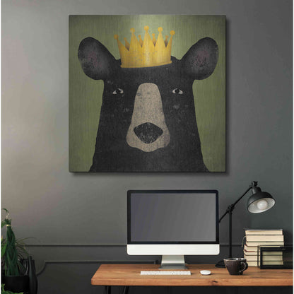 Luxe Metal Art 'The Black Bear with Crown' by Ryan Fowler, Metal Wall Art,36x36