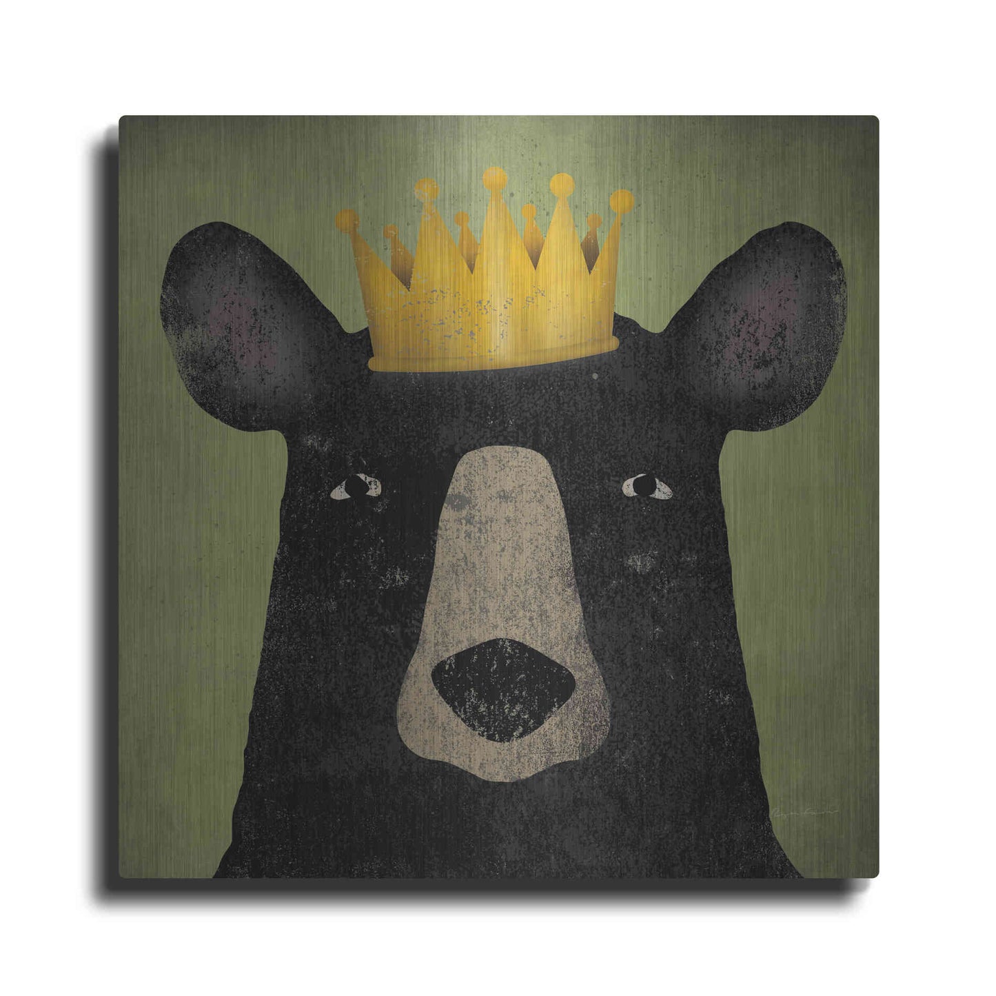 Luxe Metal Art 'The Black Bear with Crown' by Ryan Fowler, Metal Wall Art