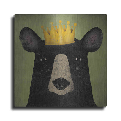 Luxe Metal Art 'The Black Bear with Crown' by Ryan Fowler, Metal Wall Art