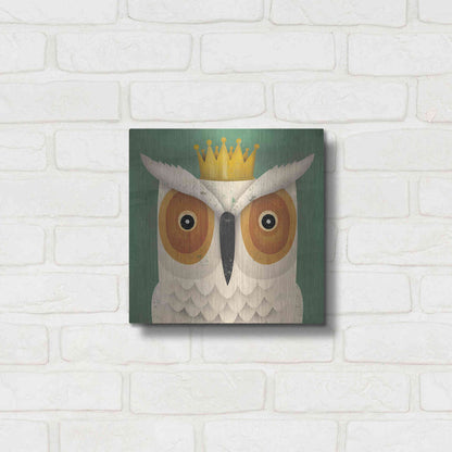 Luxe Metal Art 'White Owl with Crown' by Ryan Fowler, Metal Wall Art,12x12