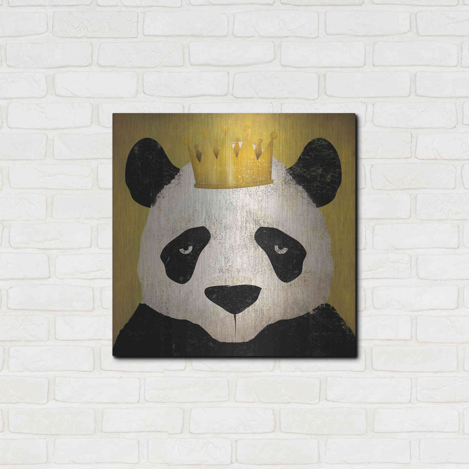 Luxe Metal Art 'Panda with Crown' by Ryan Fowler, Metal Wall Art,24x24