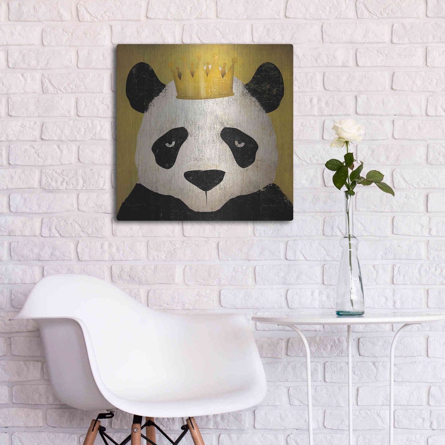 Luxe Metal Art 'Panda with Crown' by Ryan Fowler, Metal Wall Art,24x24