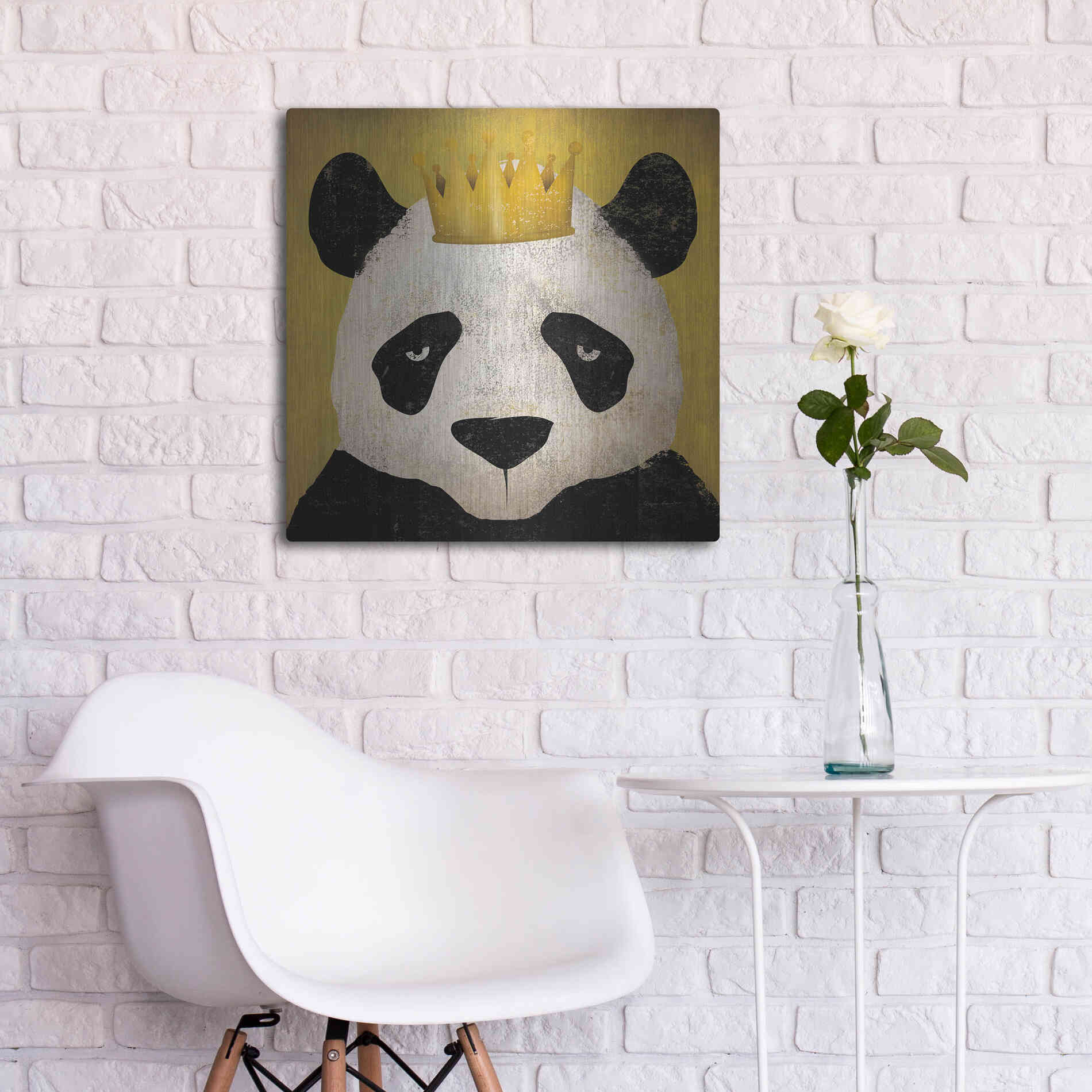 Luxe Metal Art 'Panda with Crown' by Ryan Fowler, Metal Wall Art,24x24