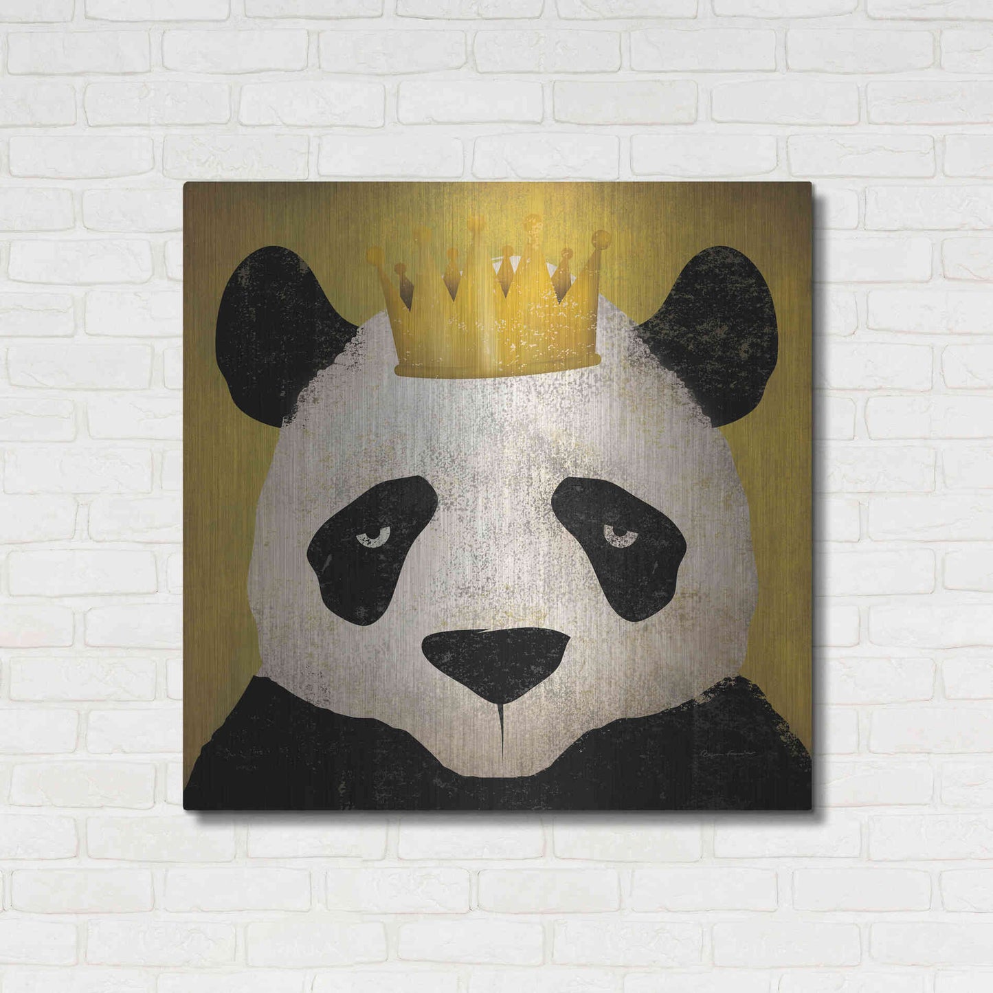 Luxe Metal Art 'Panda with Crown' by Ryan Fowler, Metal Wall Art,36x36