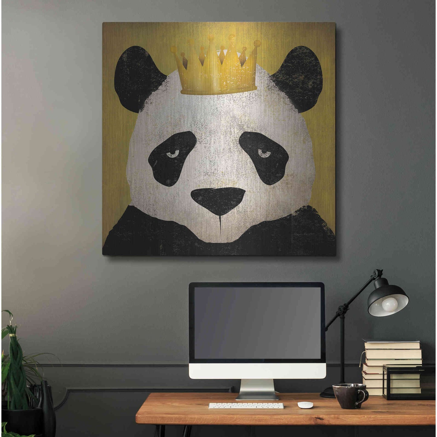 Luxe Metal Art 'Panda with Crown' by Ryan Fowler, Metal Wall Art,36x36