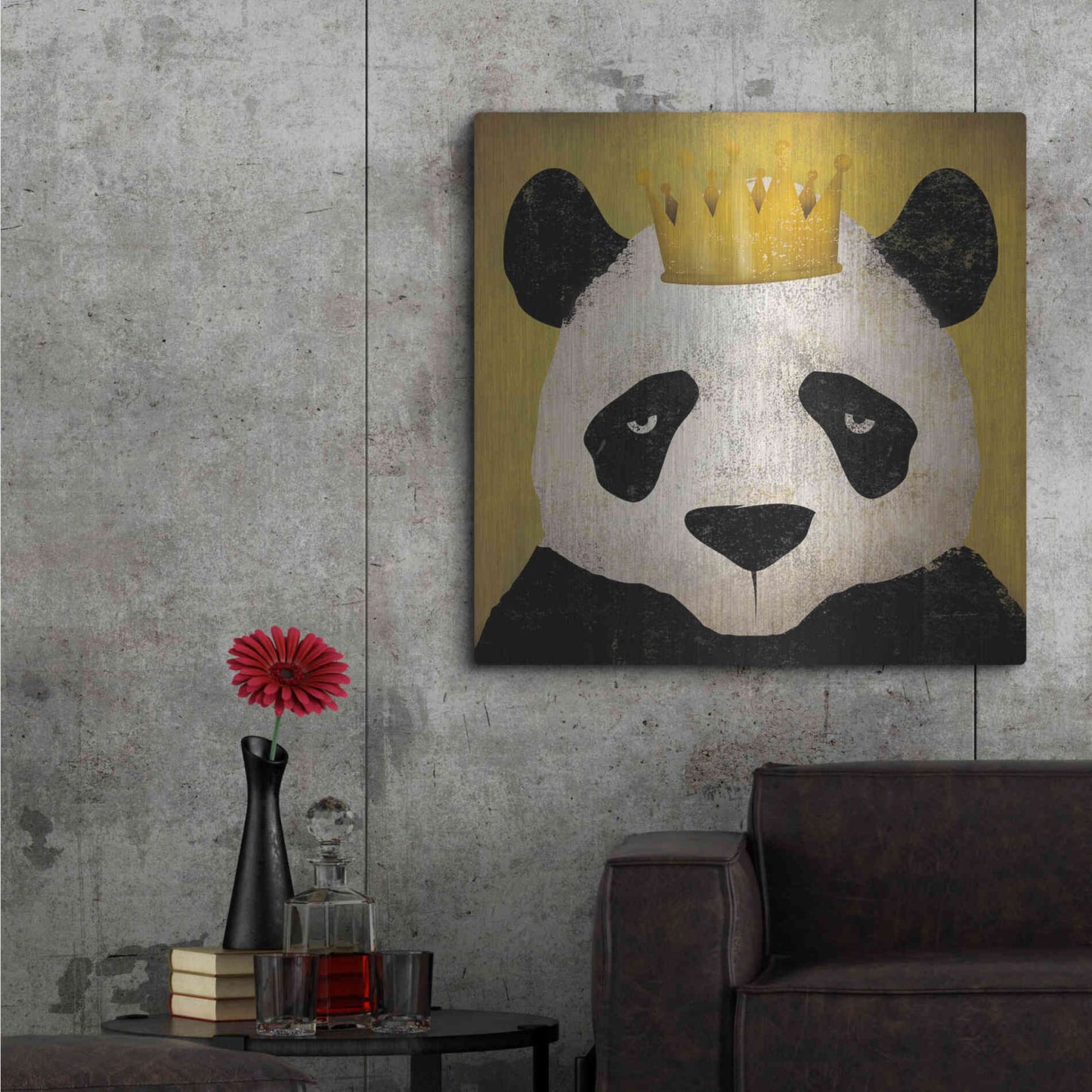 Luxe Metal Art 'Panda with Crown' by Ryan Fowler, Metal Wall Art,36x36