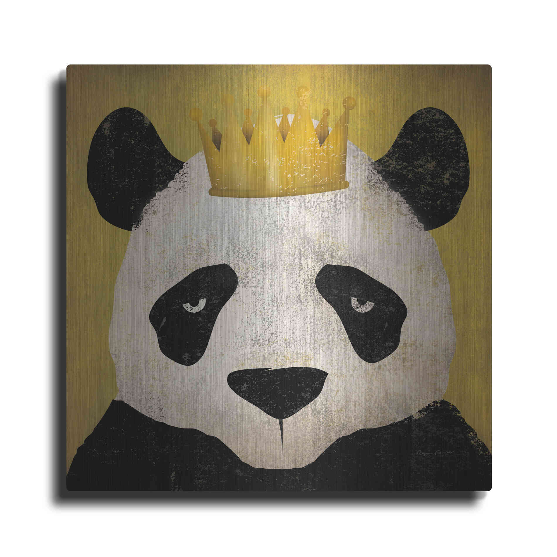 Luxe Metal Art 'Panda with Crown' by Ryan Fowler, Metal Wall Art
