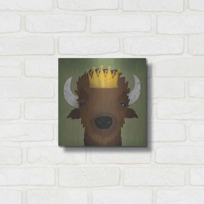 Luxe Metal Art 'Buffalo III with Crown' by Ryan Fowler, Metal Wall Art,12x12