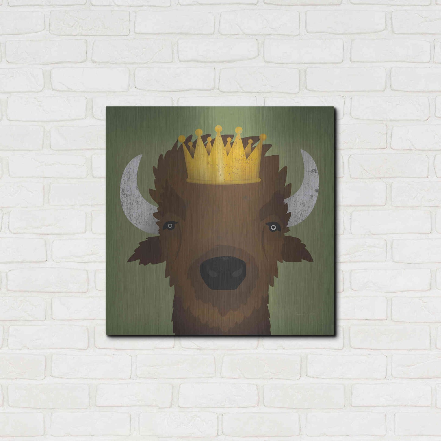 Luxe Metal Art 'Buffalo III with Crown' by Ryan Fowler, Metal Wall Art,24x24