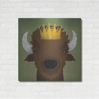 Luxe Metal Art 'Buffalo III with Crown' by Ryan Fowler, Metal Wall Art,36x36