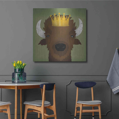 Luxe Metal Art 'Buffalo III with Crown' by Ryan Fowler, Metal Wall Art,36x36