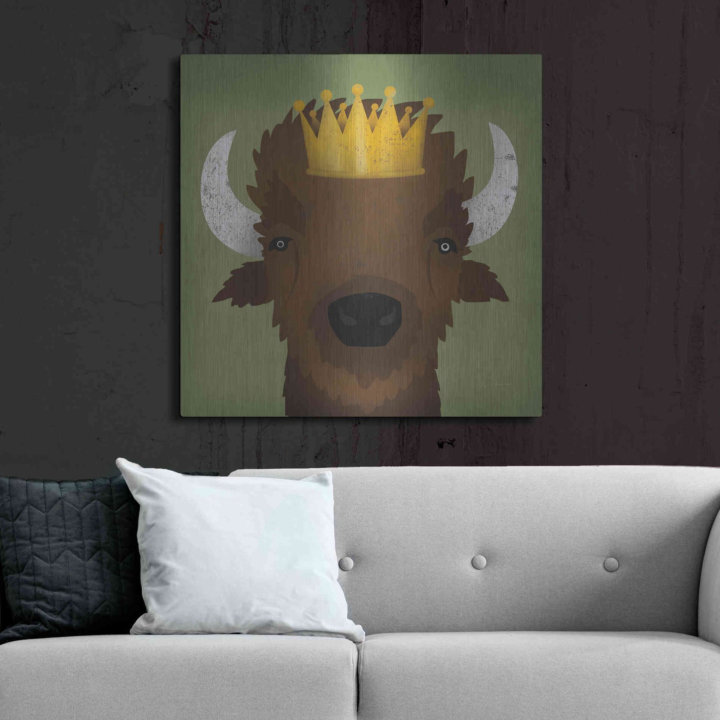 Luxe Metal Art 'Buffalo III with Crown' by Ryan Fowler, Metal Wall Art,36x36