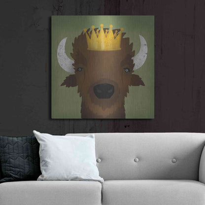 Luxe Metal Art 'Buffalo III with Crown' by Ryan Fowler, Metal Wall Art,36x36