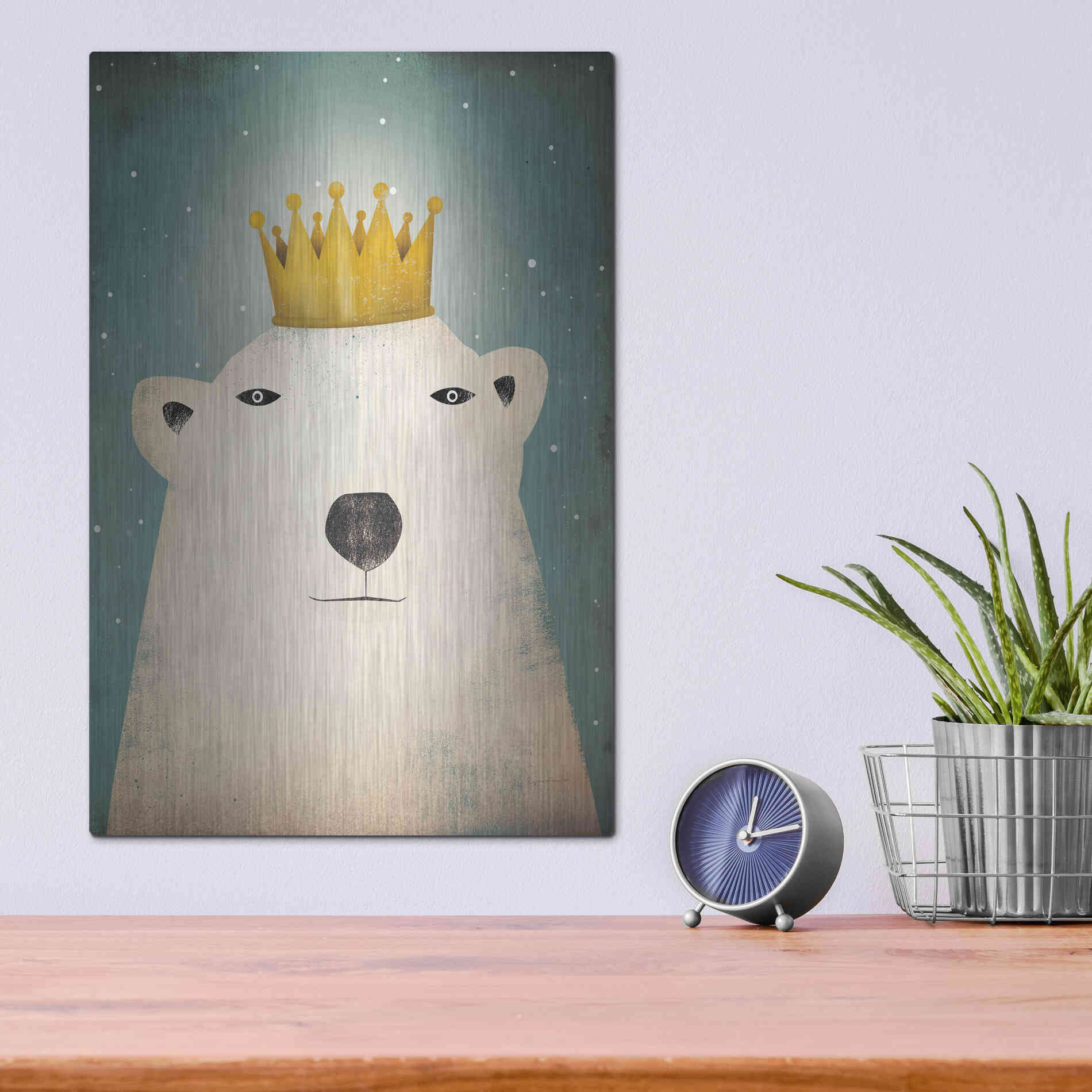 Luxe Metal Art 'Polar King' by Ryan Fowler, Metal Wall Art,12x16