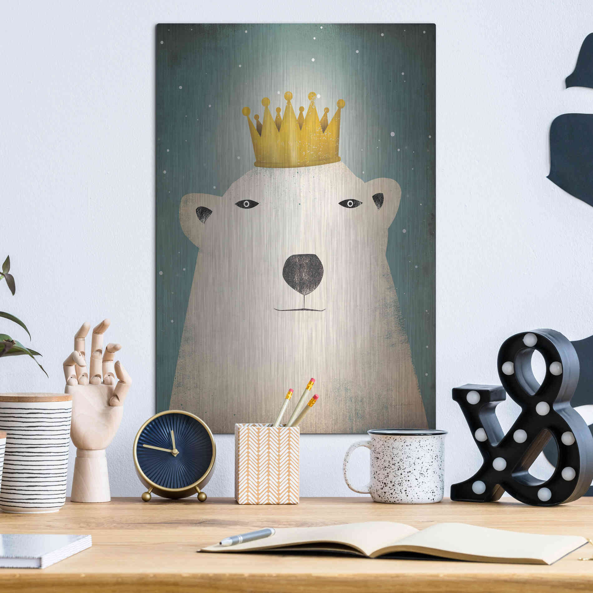 Luxe Metal Art 'Polar King' by Ryan Fowler, Metal Wall Art,12x16