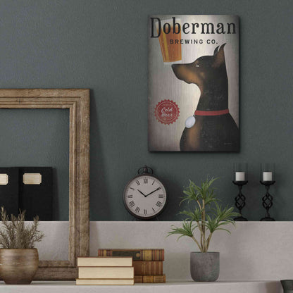 Luxe Metal Art 'Doberman Brewing Company' by Ryan Fowler, Metal Wall Art,12x16