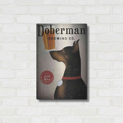 Luxe Metal Art 'Doberman Brewing Company' by Ryan Fowler, Metal Wall Art,16x24