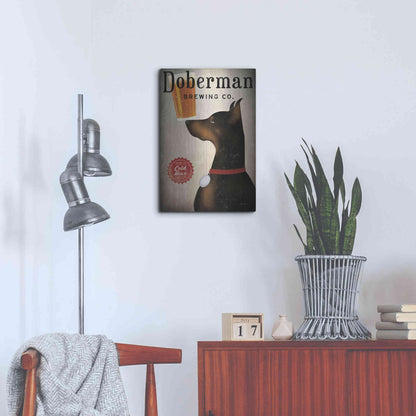 Luxe Metal Art 'Doberman Brewing Company' by Ryan Fowler, Metal Wall Art,16x24