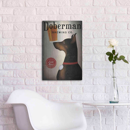 Luxe Metal Art 'Doberman Brewing Company' by Ryan Fowler, Metal Wall Art,16x24