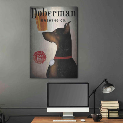Luxe Metal Art 'Doberman Brewing Company' by Ryan Fowler, Metal Wall Art,24x36
