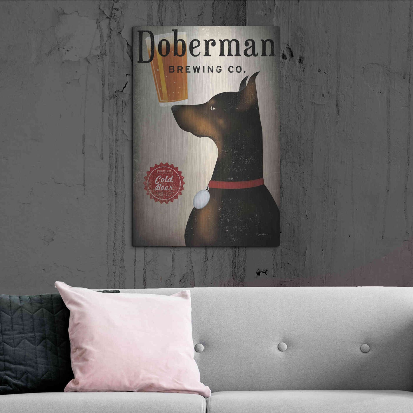 Luxe Metal Art 'Doberman Brewing Company' by Ryan Fowler, Metal Wall Art,24x36