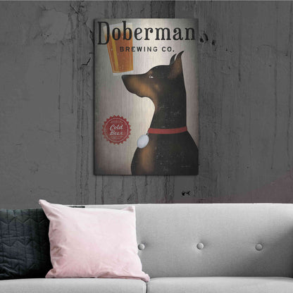 Luxe Metal Art 'Doberman Brewing Company' by Ryan Fowler, Metal Wall Art,24x36