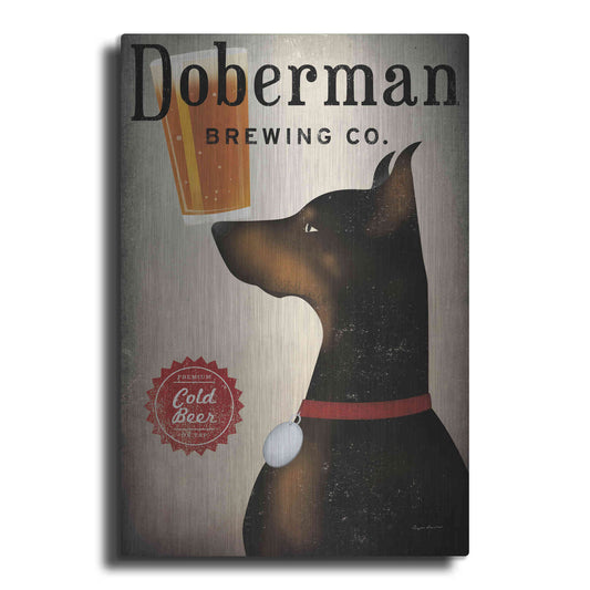 Luxe Metal Art 'Doberman Brewing Company' by Ryan Fowler, Metal Wall Art