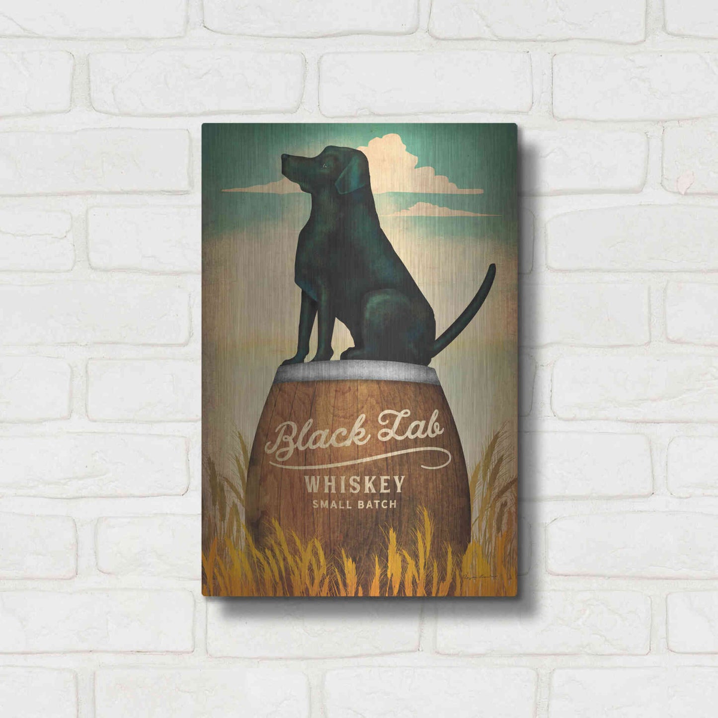 Luxe Metal Art 'Black Lab Whiskey' by Ryan Fowler, Metal Wall Art,12x16
