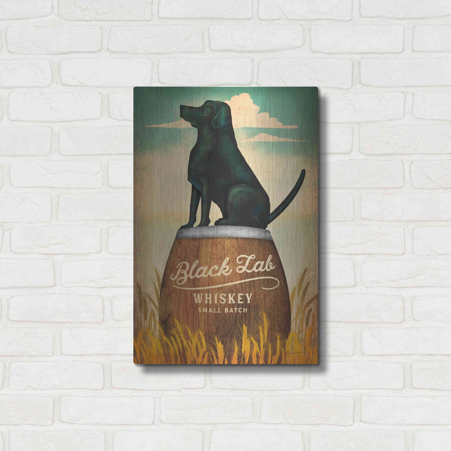 Luxe Metal Art 'Black Lab Whiskey' by Ryan Fowler, Metal Wall Art,16x24