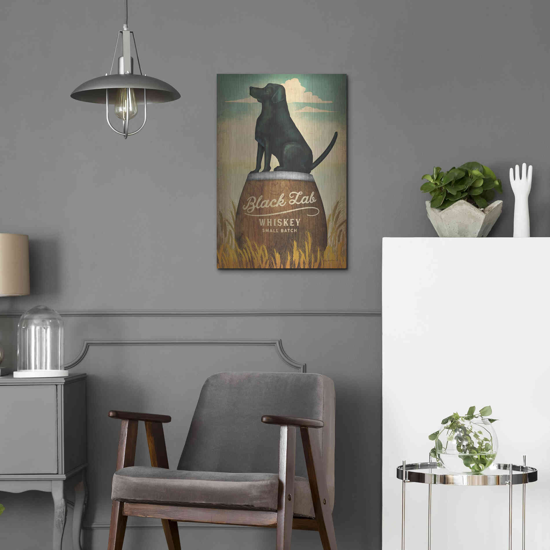 Luxe Metal Art 'Black Lab Whiskey' by Ryan Fowler, Metal Wall Art,16x24