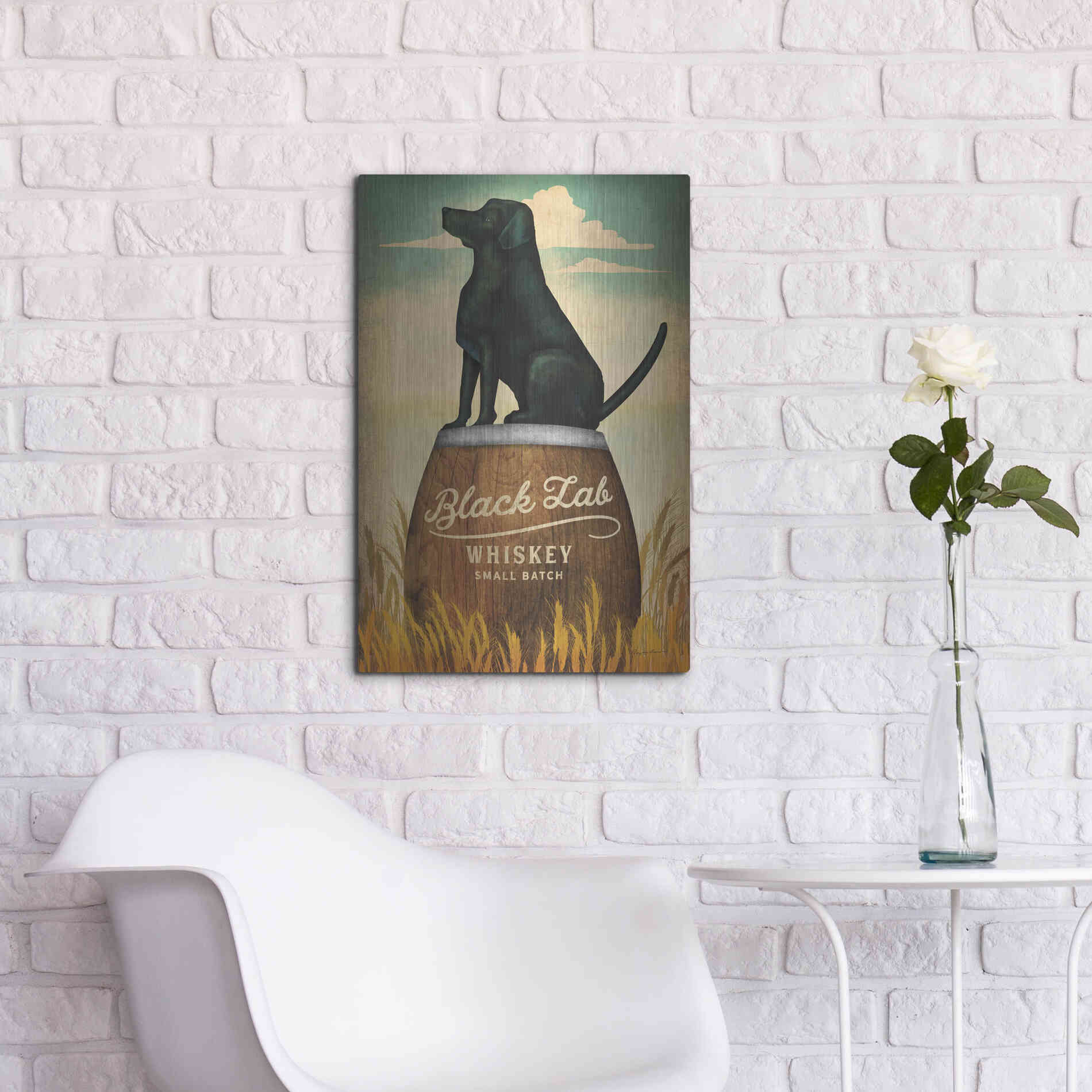 Luxe Metal Art 'Black Lab Whiskey' by Ryan Fowler, Metal Wall Art,16x24