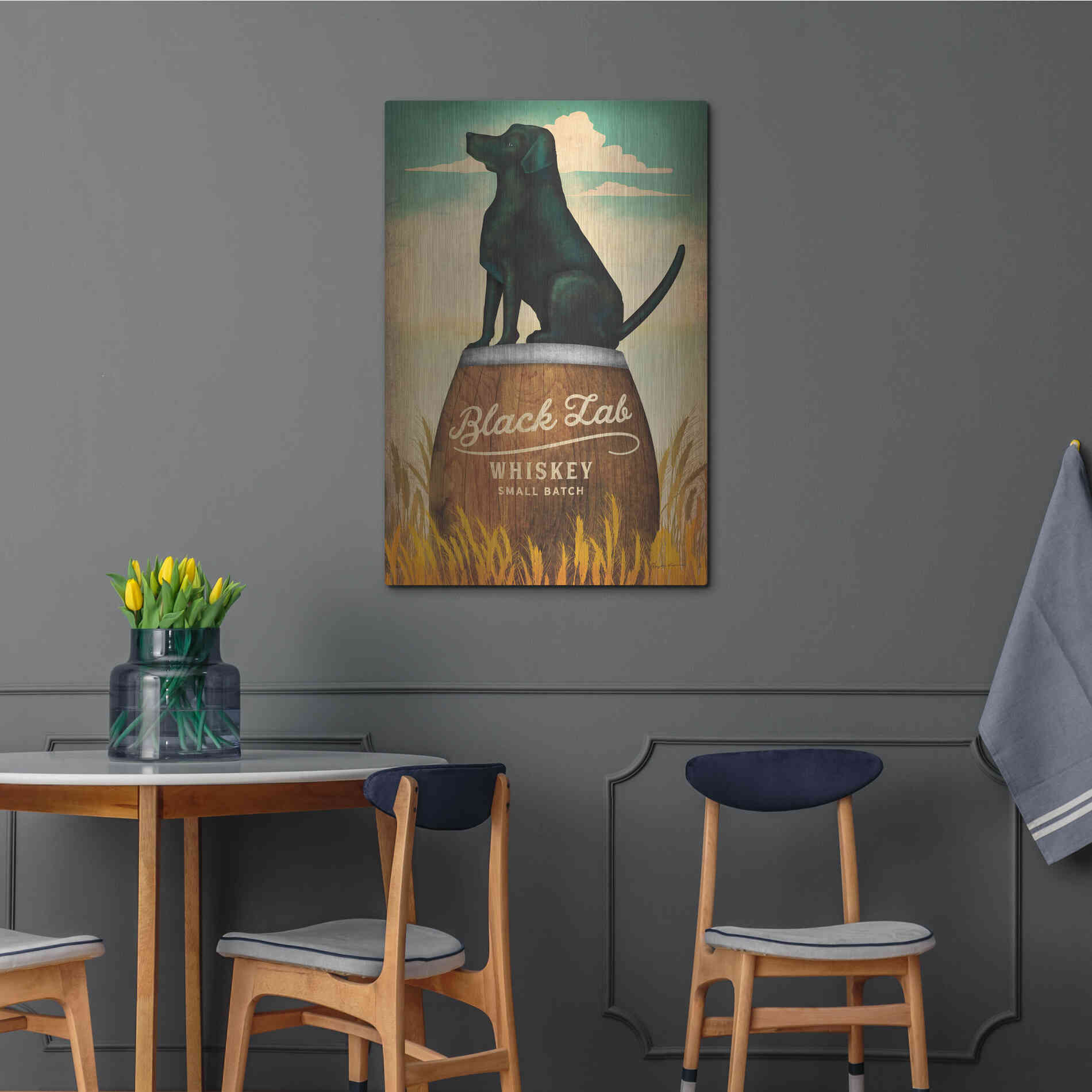 Luxe Metal Art 'Black Lab Whiskey' by Ryan Fowler, Metal Wall Art,24x36