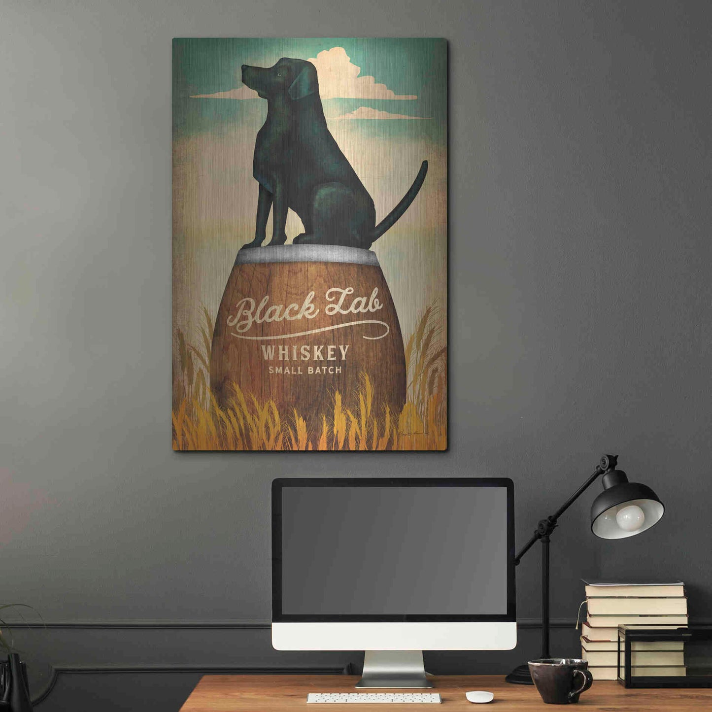 Luxe Metal Art 'Black Lab Whiskey' by Ryan Fowler, Metal Wall Art,24x36