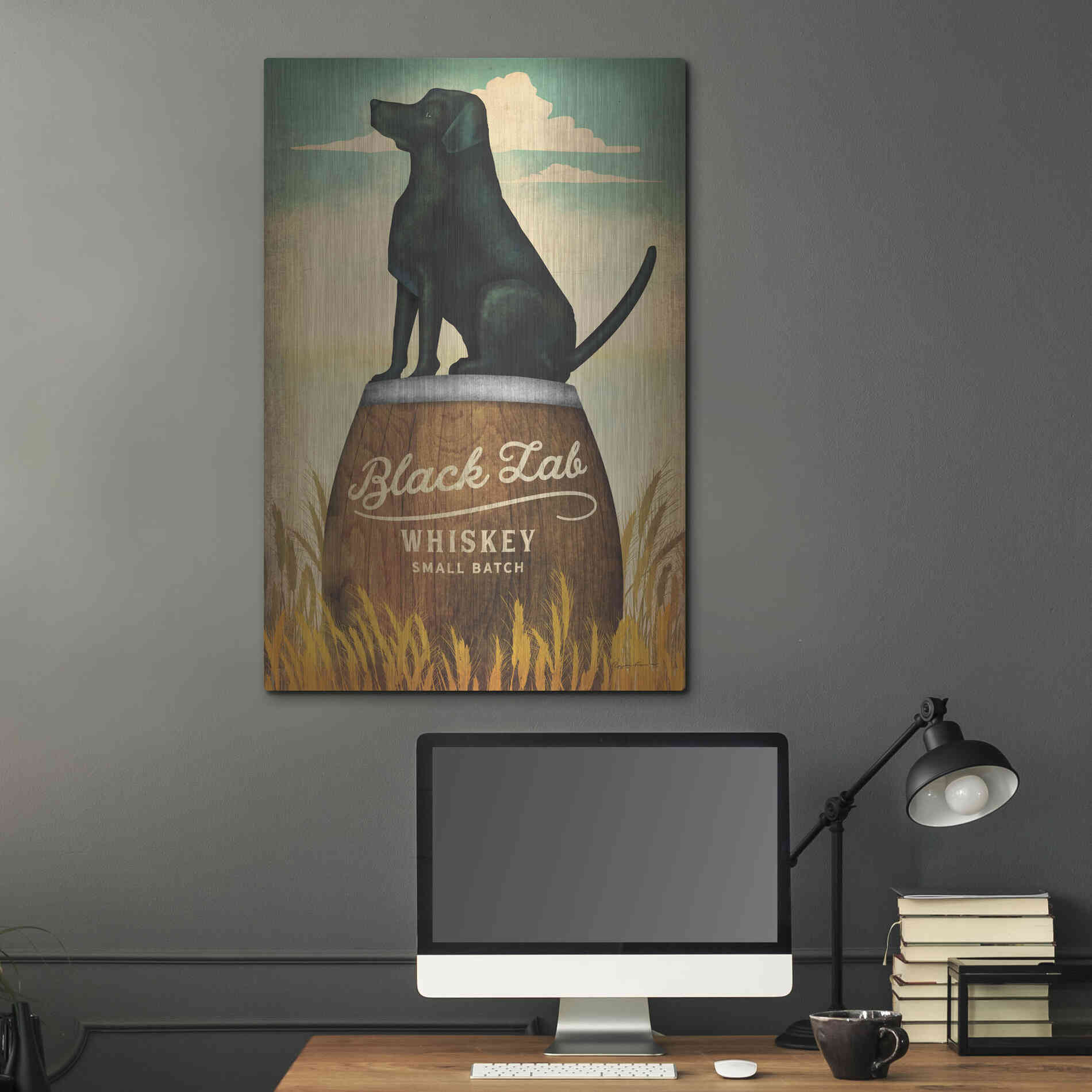 Luxe Metal Art 'Black Lab Whiskey' by Ryan Fowler, Metal Wall Art,24x36