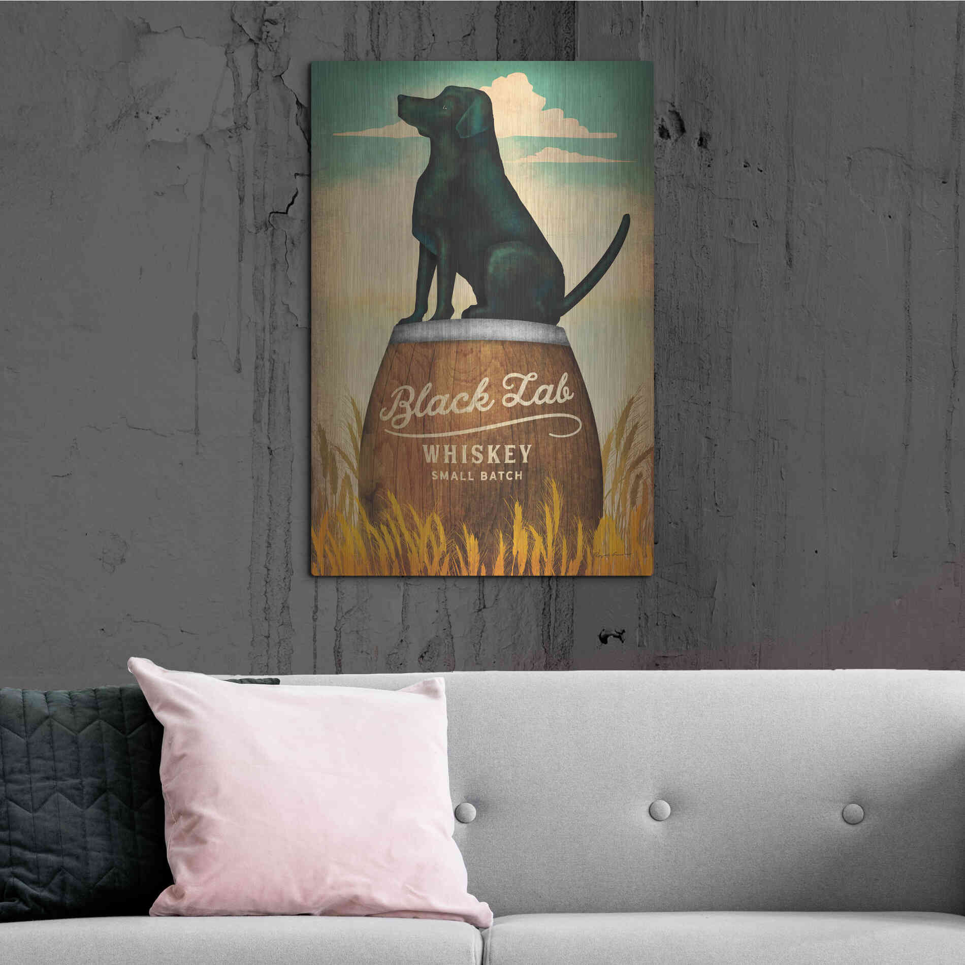 Luxe Metal Art 'Black Lab Whiskey' by Ryan Fowler, Metal Wall Art,24x36