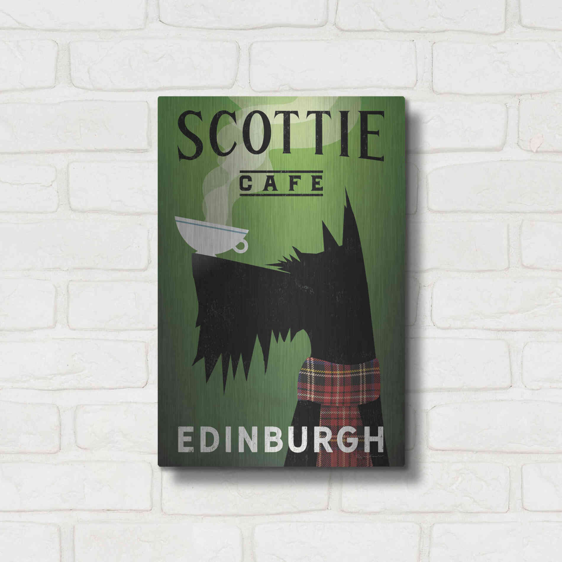 Luxe Metal Art 'Scottie Cafe' by Ryan Fowler, Metal Wall Art,12x16