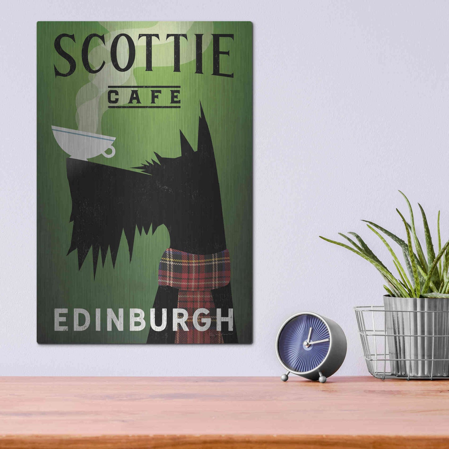 Luxe Metal Art 'Scottie Cafe' by Ryan Fowler, Metal Wall Art,12x16