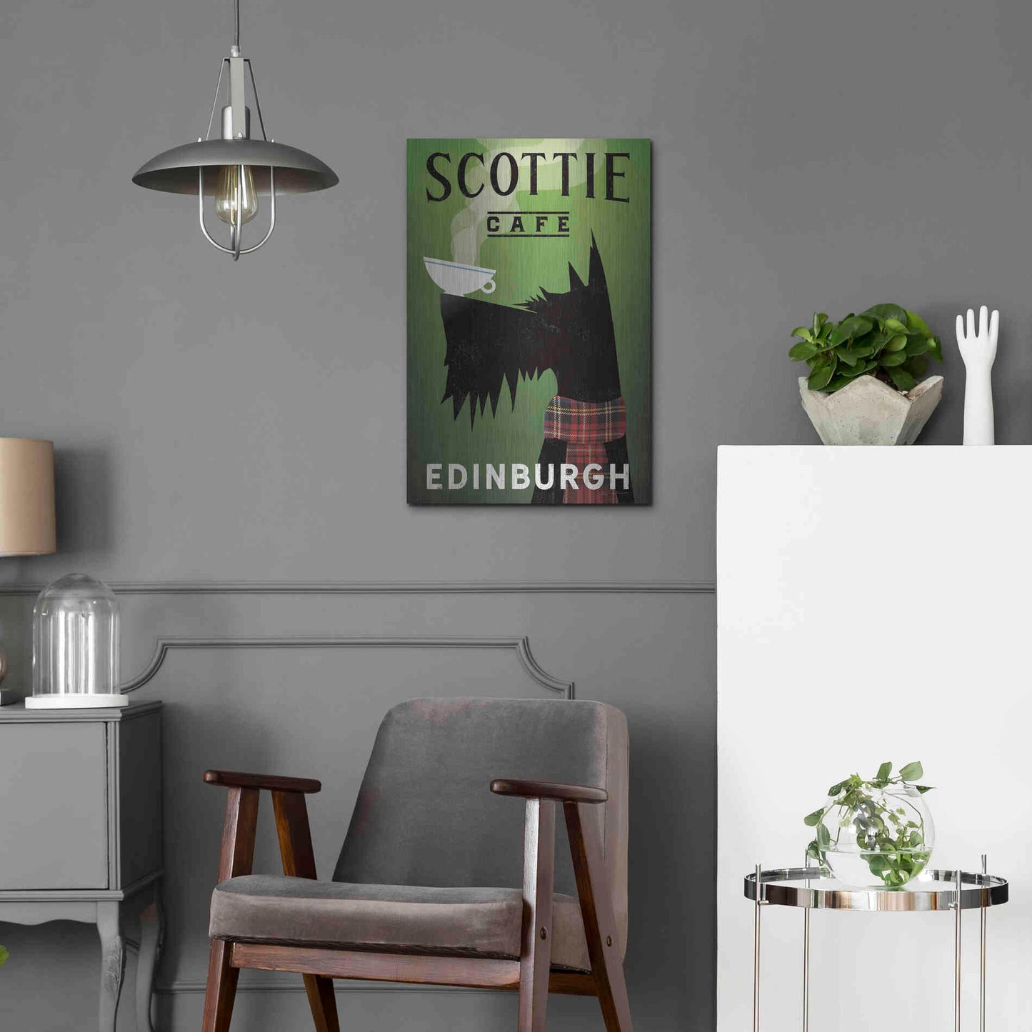 Luxe Metal Art 'Scottie Cafe' by Ryan Fowler, Metal Wall Art,16x24