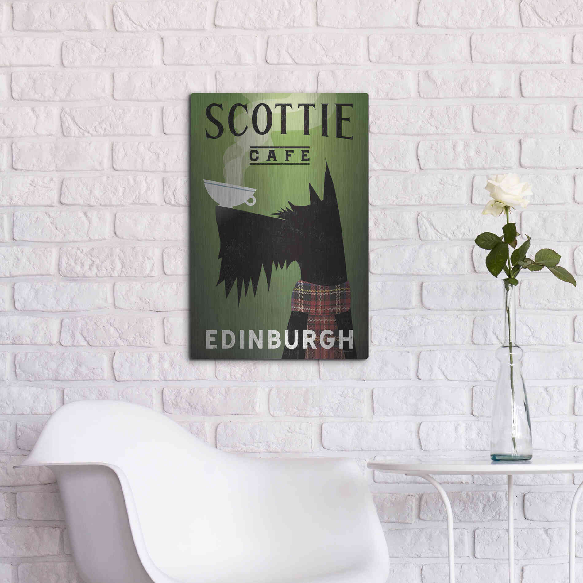 Luxe Metal Art 'Scottie Cafe' by Ryan Fowler, Metal Wall Art,16x24