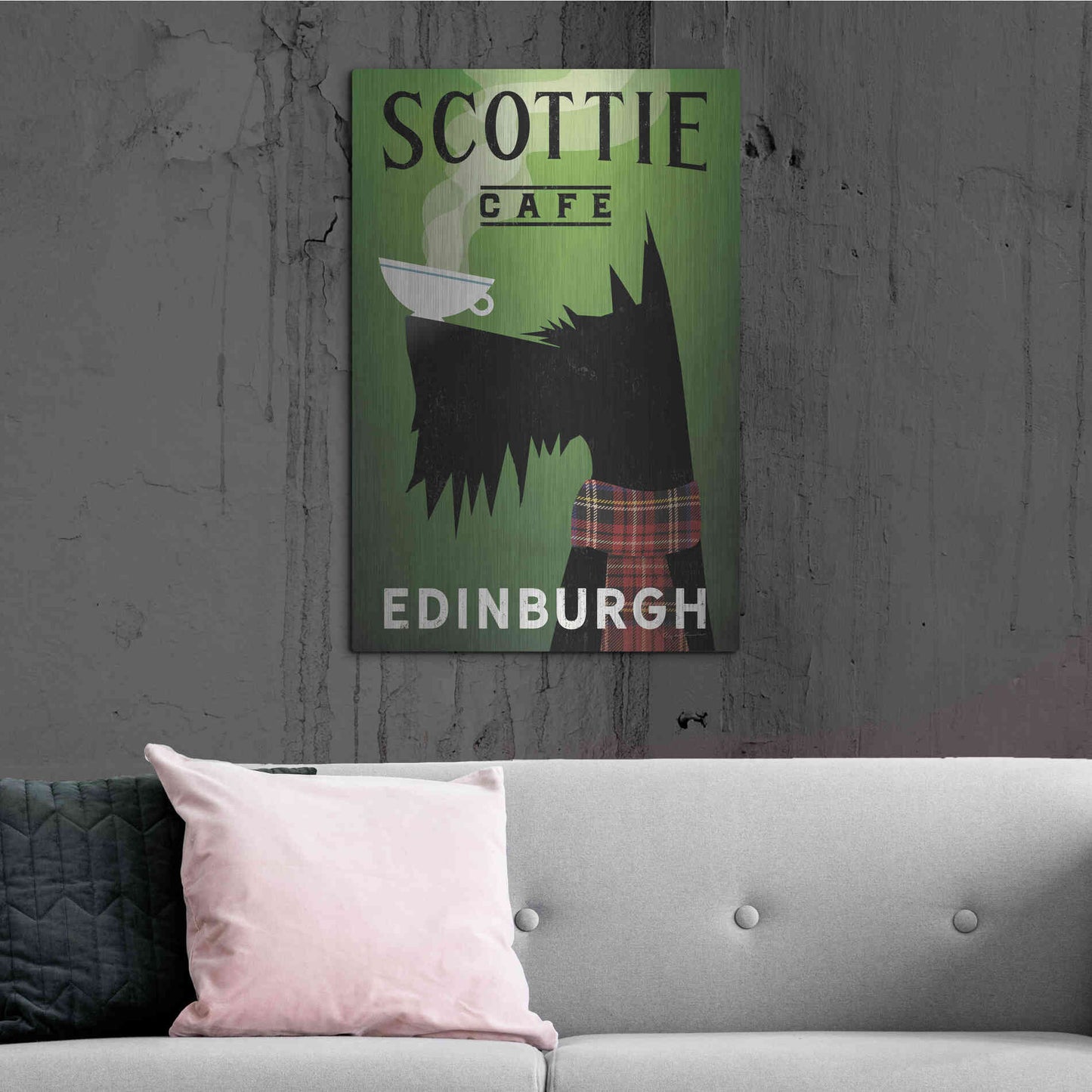 Luxe Metal Art 'Scottie Cafe' by Ryan Fowler, Metal Wall Art,24x36