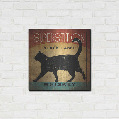 Luxe Metal Art 'Superstition Black Label Whiskey Cat' by Ryan Fowler, Metal Wall Art,24x24