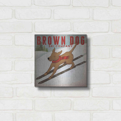 Luxe Metal Art 'Brown Dog Ski Co' by Ryan Fowler, Metal Wall Art,12x12