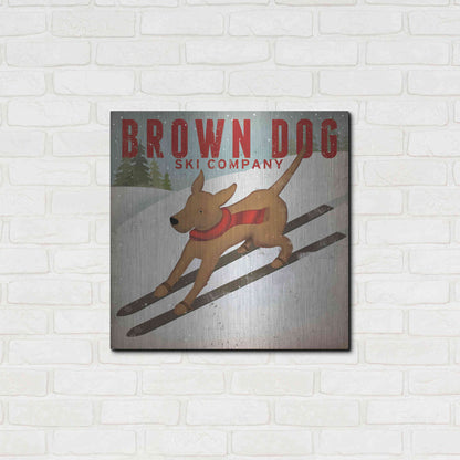 Luxe Metal Art 'Brown Dog Ski Co' by Ryan Fowler, Metal Wall Art,24x24