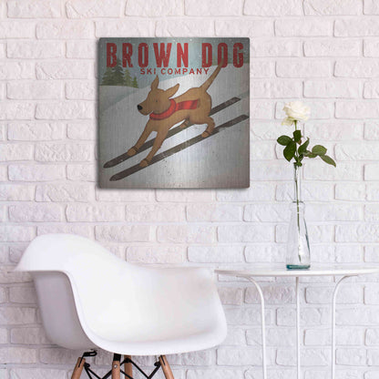 Luxe Metal Art 'Brown Dog Ski Co' by Ryan Fowler, Metal Wall Art,24x24