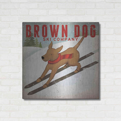 Luxe Metal Art 'Brown Dog Ski Co' by Ryan Fowler, Metal Wall Art,36x36